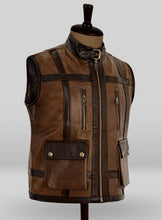 Load image into Gallery viewer, Men’s Camel Brown Leather Biker Vest
