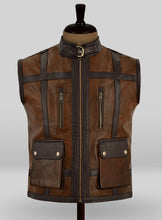 Load image into Gallery viewer, brown leather vest mens
