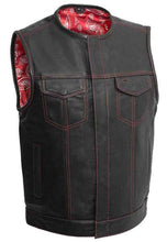 Load image into Gallery viewer, Men’s Black Leather Biker Vest
