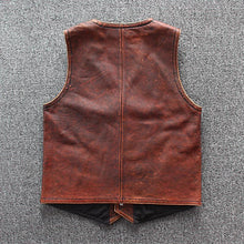 Load image into Gallery viewer, Men&#39;s Distressed Chocolate Brown Leather Vest
