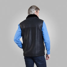 Load image into Gallery viewer, Men’s Black Leather Shearling Vest
