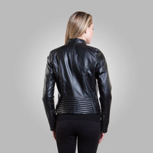 Load image into Gallery viewer, Women’s Black Leather Ban Collar Jacket
