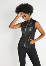 Load image into Gallery viewer, Women’s Black Perforated Leather Vest
