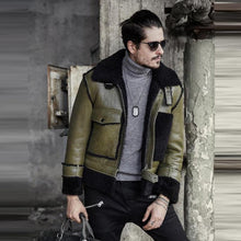 Load image into Gallery viewer, Men&#39;s Green RAF Flying Pilot Sheepskin Shearling Leather Jacket
