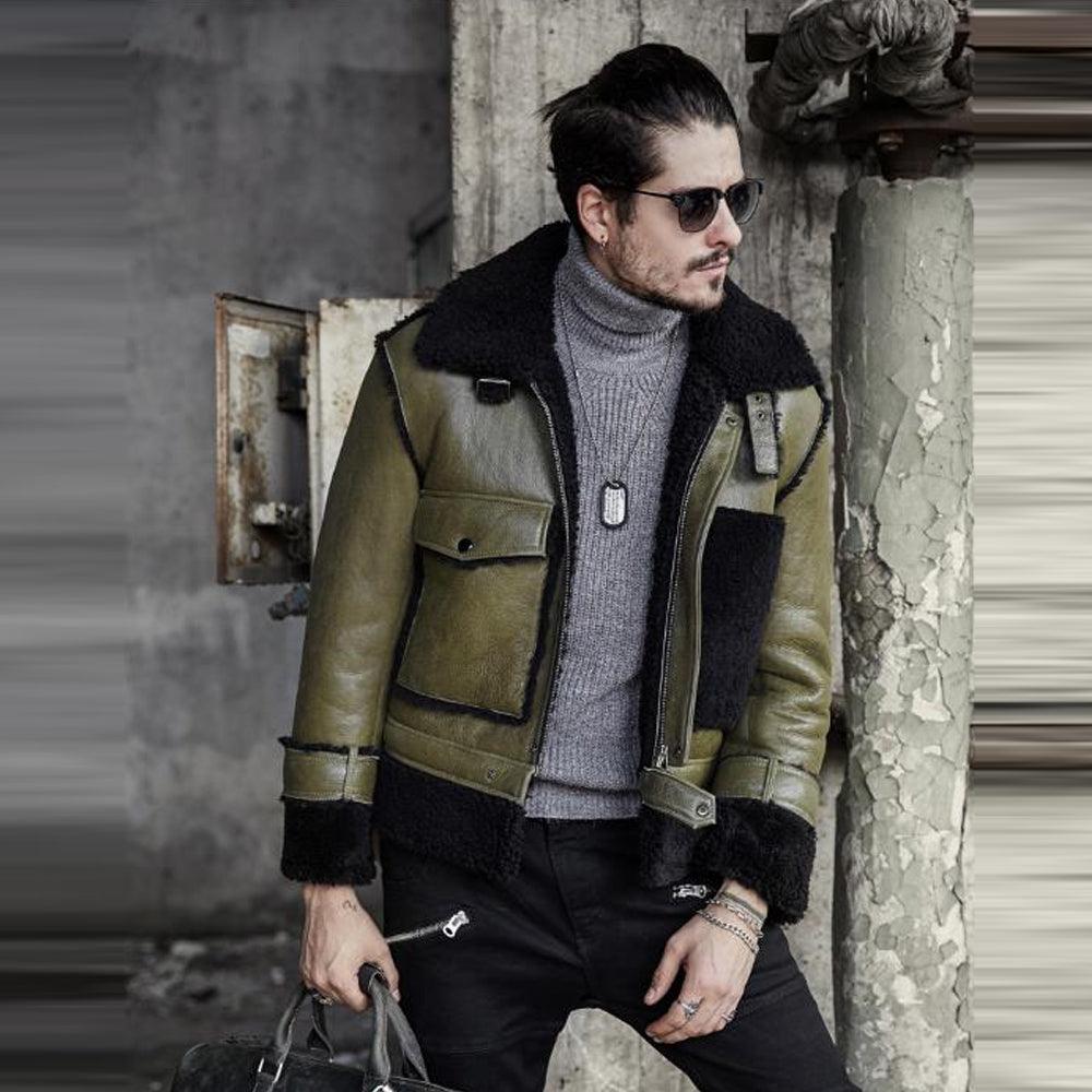 Green RAF Pilot Sheepskin Jacket