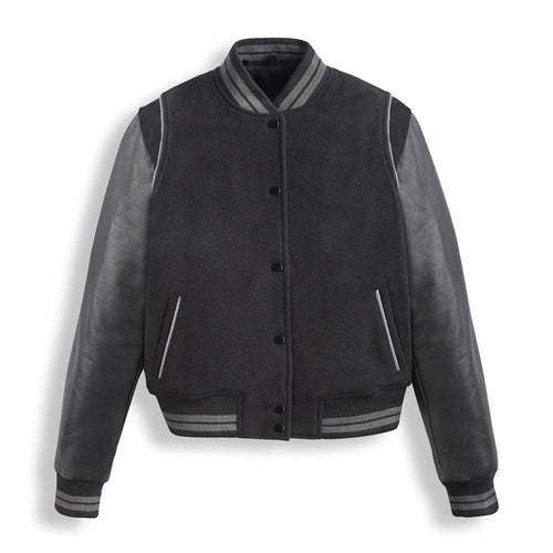 Jacketshop Jacket Black Wool Grey Leather Varsity Jackets