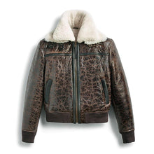 Load image into Gallery viewer, Men&#39;s Shearling RAF Aviator Bomber Leather Jacket
