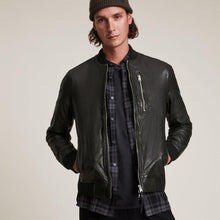 Load image into Gallery viewer, Black Lambskin Leather Bomber Jacket

