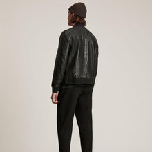 Load image into Gallery viewer, Mens Black Lambskin Leather Bomber Jacket
