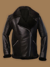 Load image into Gallery viewer, Dark Brown Aviator Shearling Leather Jacket

