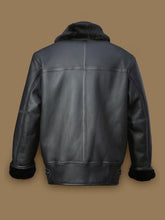 Load image into Gallery viewer, Men&#39;s Black Aircraft Shearling Bomber Leather Jacket
