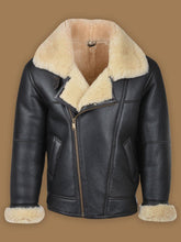 Load image into Gallery viewer, Black B3 Bomber Shearling Leather Jacket
