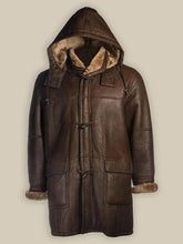 Load image into Gallery viewer, Brown Shearling Bomber Hoodie Coat
