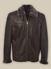 Load image into Gallery viewer, Brown Shearling Bomber Jacket
