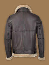 Load image into Gallery viewer, Men&#39;s Dark Brown RAF Bomber Shearling Leather Jacket
