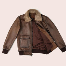 Load image into Gallery viewer, Men G-1 Flight Chocolate Brown Genuine Leather Bomber Jacket
