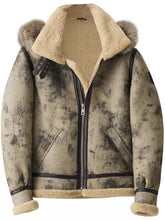 Load image into Gallery viewer, Men’s Aviator B3 Flight Bomber Removable Hood Premium Shearling Jacket 2022
