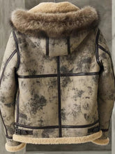 Load image into Gallery viewer, Men’s Aviator B3 Flight Bomber Removable Hood Premium Shearling Jacket 2022
