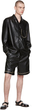 Load image into Gallery viewer, Men’s Black Leather Full Sleeves Shirt Lace Pocket
