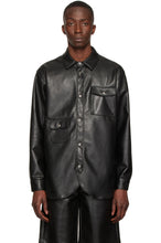 Load image into Gallery viewer, Men’s Trendy Black Leather Shirt Full Sleeves
