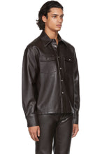 Load image into Gallery viewer, Men’s Black Leather Trucker Shirt
