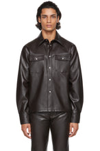 Load image into Gallery viewer, Men’s Black Leather Trucker Shirt
