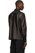 Load image into Gallery viewer, Men’s Black Leather Trucker Shirt Full Sleeves
