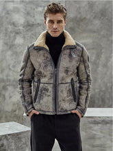 Load image into Gallery viewer, Men’s Aviator B3 Flight Fur Bomber Premium Shearling Coat Jacket 2022
