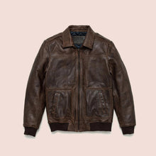 Load image into Gallery viewer, Men&#39;s Vintage Lambskin A2 Brown Leather Bomber Jacket
