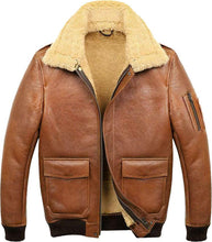 Load image into Gallery viewer, Camel Brown A2 Shearling Aviator Jacket
