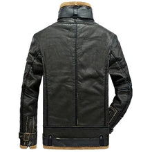 Load image into Gallery viewer, Mens Black Shearling Sheepskin Biker Leather Jacket
