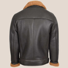 Load image into Gallery viewer, Mens Brown Aviator Sheepskin Pilot Jacket with Cross Zip
