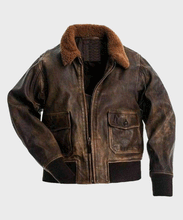 Load image into Gallery viewer, Distressed Brown Flight Bomber Jacket
