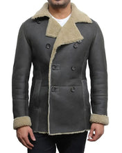 Load image into Gallery viewer, Premium Grey Shearling Leather Fur Coat - Winter Fur Coat
