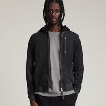 Load image into Gallery viewer, Suede Leather Hooded Bomber Jacket
