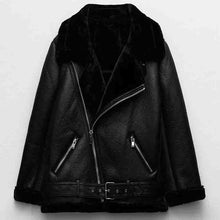 Load image into Gallery viewer, New Women&#39;s Sheepskin Leather Biker Jacket with Belt
