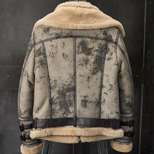 Load image into Gallery viewer, New Men&#39;s 2023 RAF Double Collar Waxed RAF Flying Sheepskin Shearling Jacket Coat
