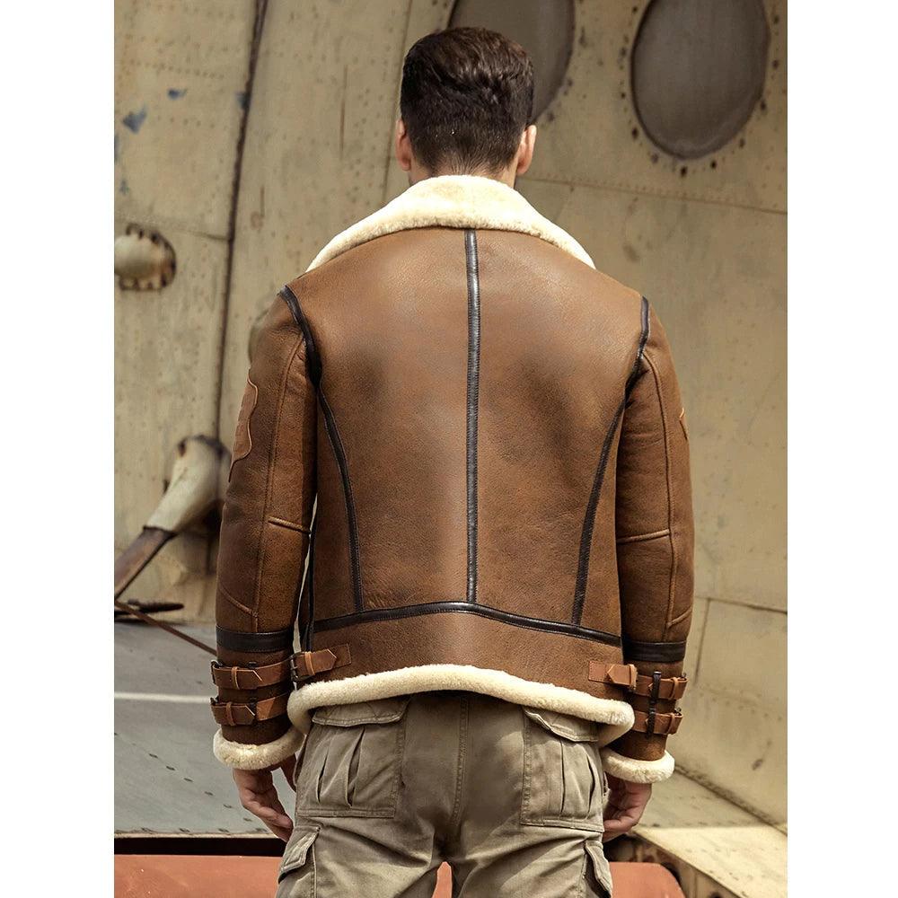 B3 Airforce Sheepskin Leather Jacket - Men's Shearling Coat