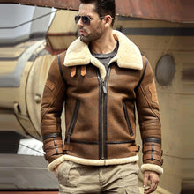 Load image into Gallery viewer, Men&#39;s B3 Airforce Sheepskin Shearling Leather Jacket
