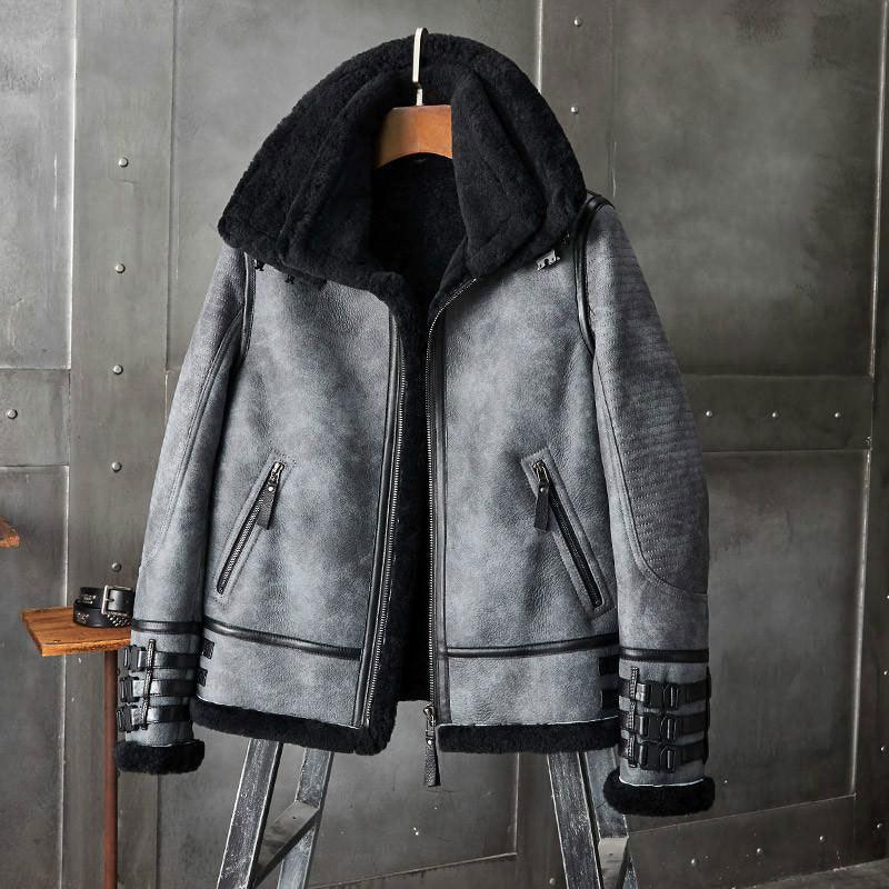 Men's Shearling B3 Bomber Jacket - Short Fur Leather Coat