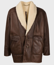 Load image into Gallery viewer, Vintage Brown Shearling Leather Jacket
