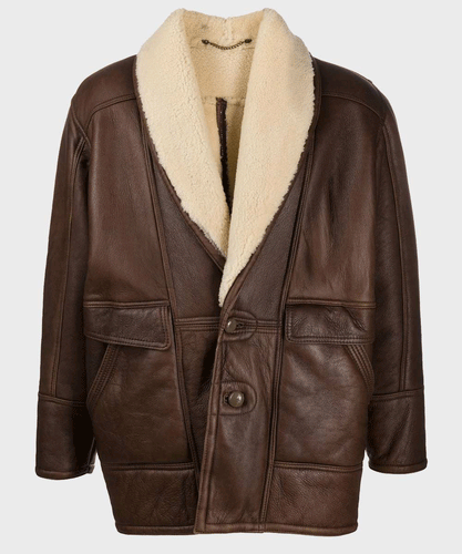Vintage Brown Shearling Leather Jacket