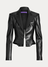Load image into Gallery viewer, Women’s Black Sheepskin Leather Tuxedo Blazer

