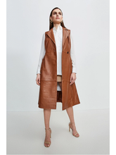 Load image into Gallery viewer, Women’s Sleeveless Tan Brown Sheepskin Leather Trench

