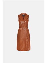 Load image into Gallery viewer, Women’s Sleeveless Tan Brown Sheepskin Leather Trench
