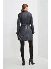 Load image into Gallery viewer, Women’s Black Sheepskin Leather Perforated Trucker Coat
