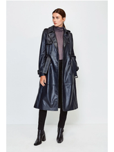Load image into Gallery viewer, Women’s Black Sheepskin Leather Trench Coat With Belt
