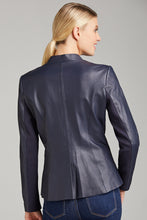 Load image into Gallery viewer, Women’s Classic Blue Sheepskin Leather Blazer
