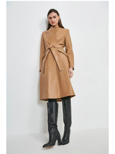 Load image into Gallery viewer, Women’s Tan Beige Sheepskin Leather Trench Coat With Belt
