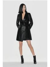 Load image into Gallery viewer, Women’s Trendy Black Sheepskin Leather Coat Golden Buttons
